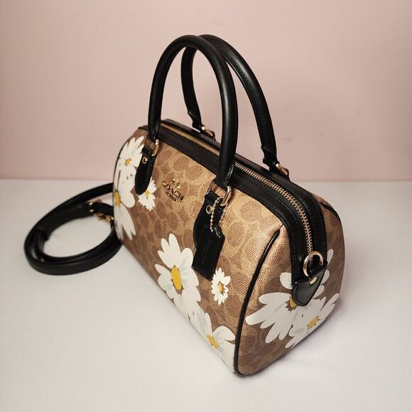 NWT Coach CZ590 Rowan Satchel Bag In Signature Canvas With Floral Print - Picture 2 of 6